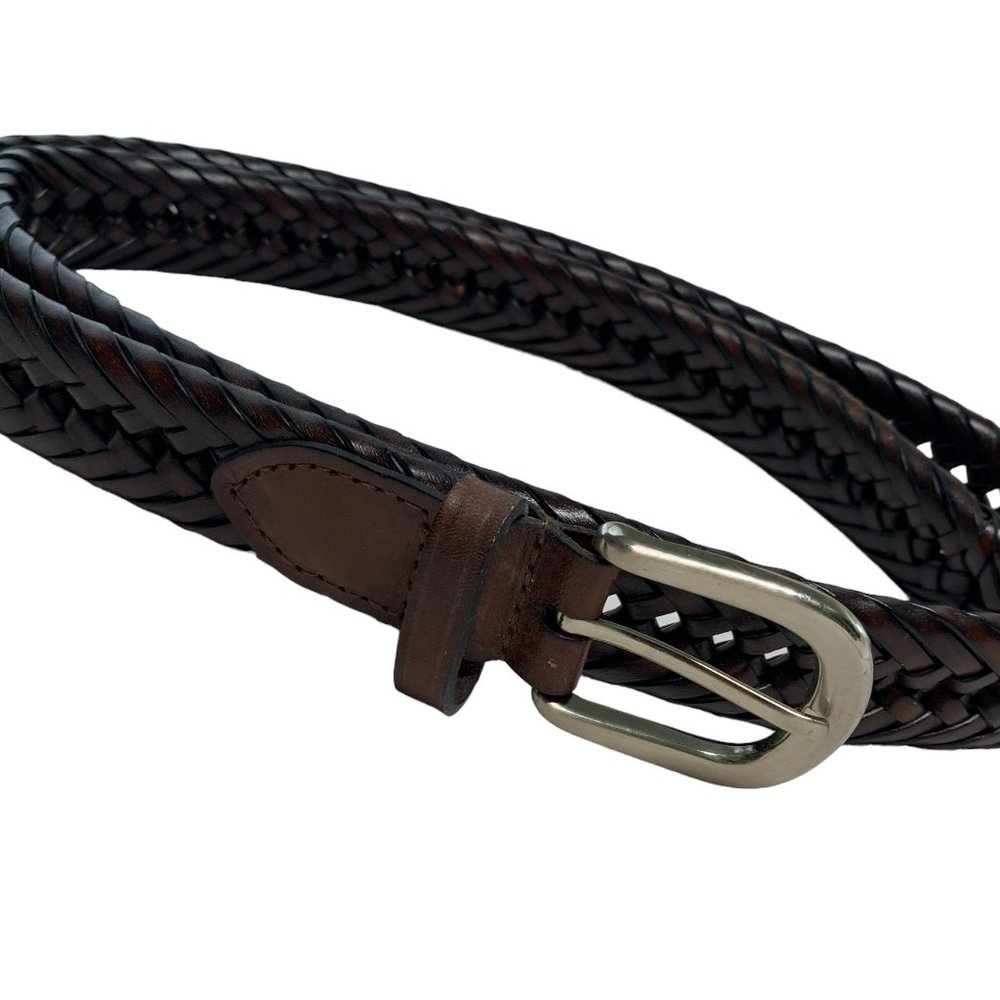 Everyday Essentials Leather Braided Casual Dress Belt Basket Weave Brown